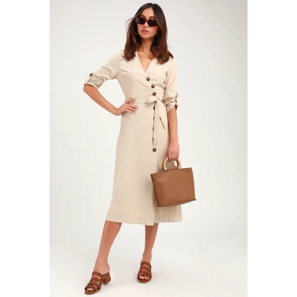 Lulus “City Dreaming” Casual Button Up Midi Dress - Picture 3 of 9